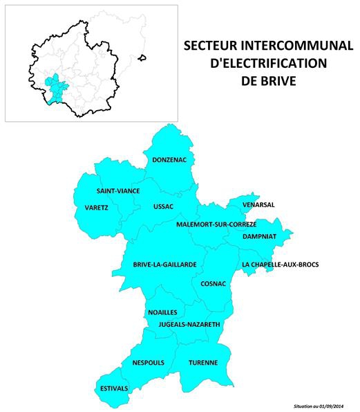 Carte secteur d'énergie de Brive